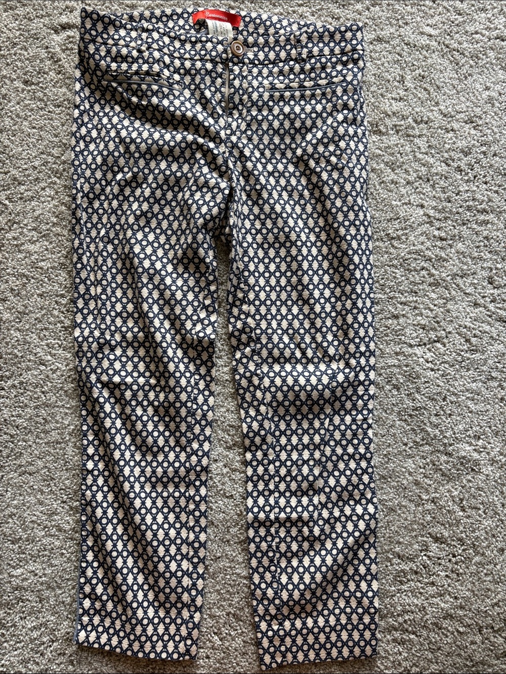 Cartonnier Navy and Cream Geometric Waistband Pants